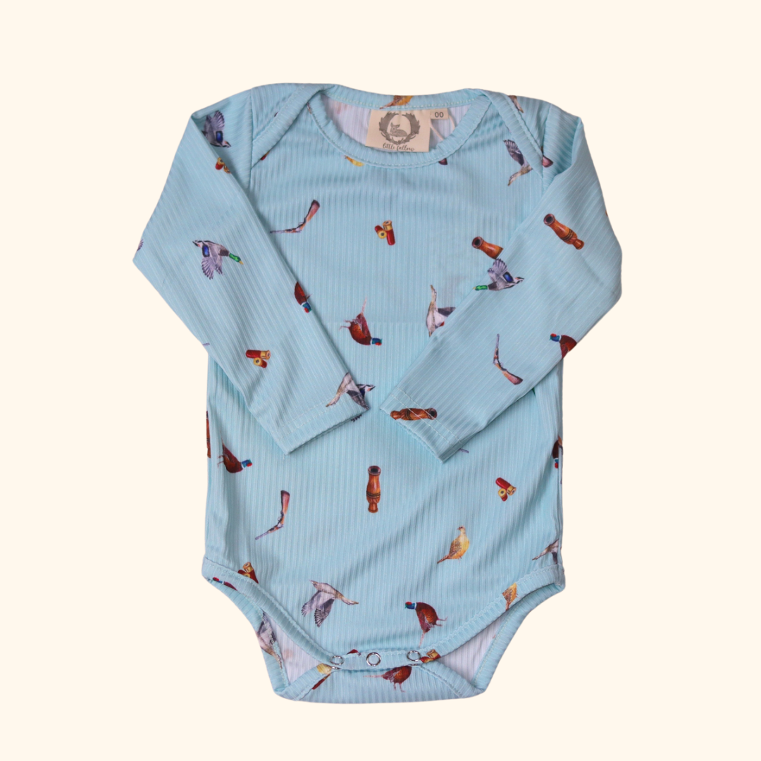 Little Hunter- Duck Shooters -  Long Sleeve Bodysuit - Duck Egg