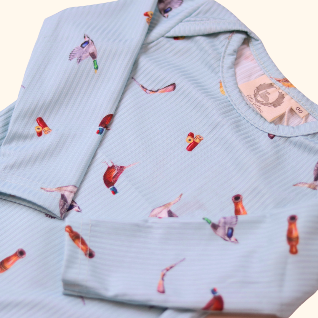 Little Hunter- Duck Shooters -  Long Sleeve Bodysuit - Duck Egg