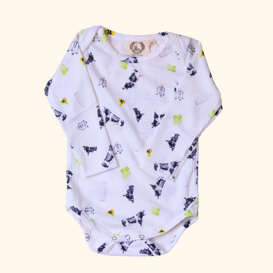 Little Farmer- Friesian Cow - Long Sleeve Body Suit