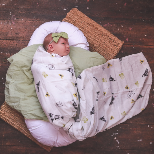 Friesian Dairy Cow - Bamboo Muslin Wrap - White