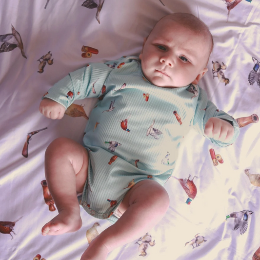 Little Hunter- Duck Shooters -  Long Sleeve Bodysuit - Duck Egg