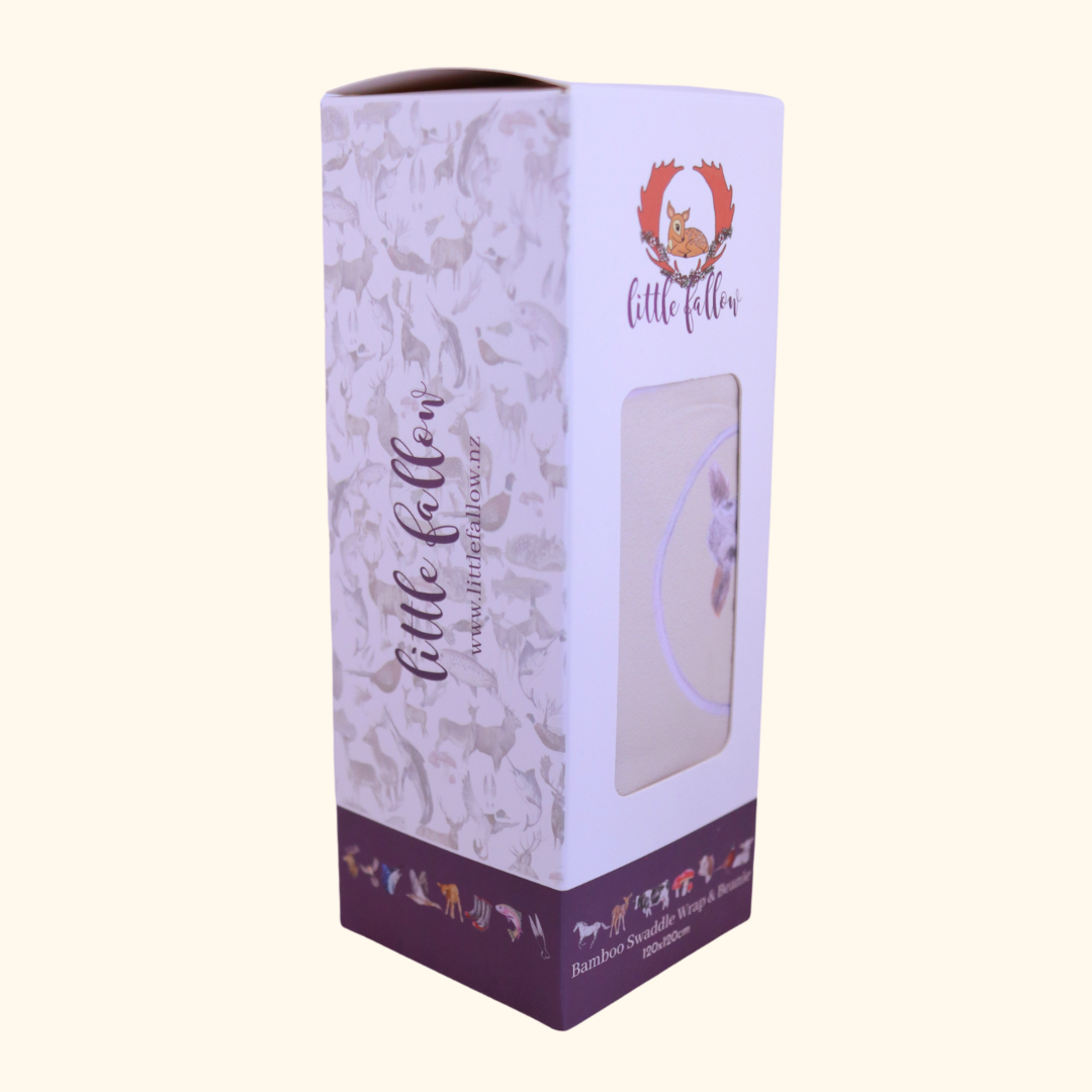 Sheep & Beef No8 Wire - Bamboo Swaddle Wrap + Beanie - Cream