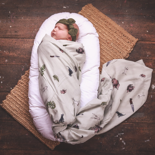 Pig Hunting - Bamboo Muslin Wrap - Sage