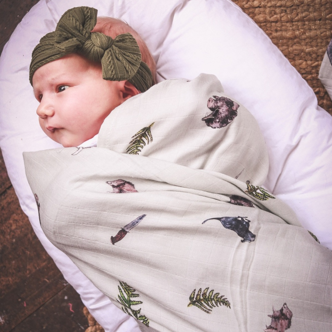 Pig Hunting Sage Bamboo Muslin Wrap