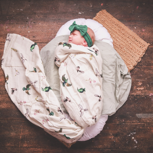 Native Birds - Bamboo Muslin Wrap - Cream