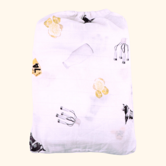 Friesian Dairy Cow - Bamboo Muslin Wrap - White