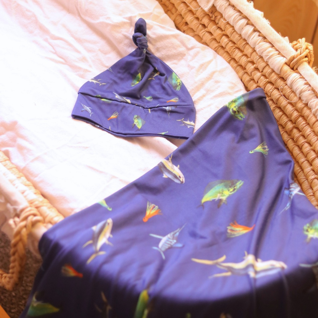 Big Game Fishing Stretchy Bamboo Jersey Wrap + Beanie