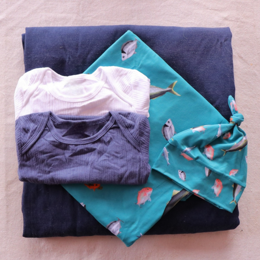 Fishing NZ - Bamboo Swaddle Wrap + Beanie - Sea Green