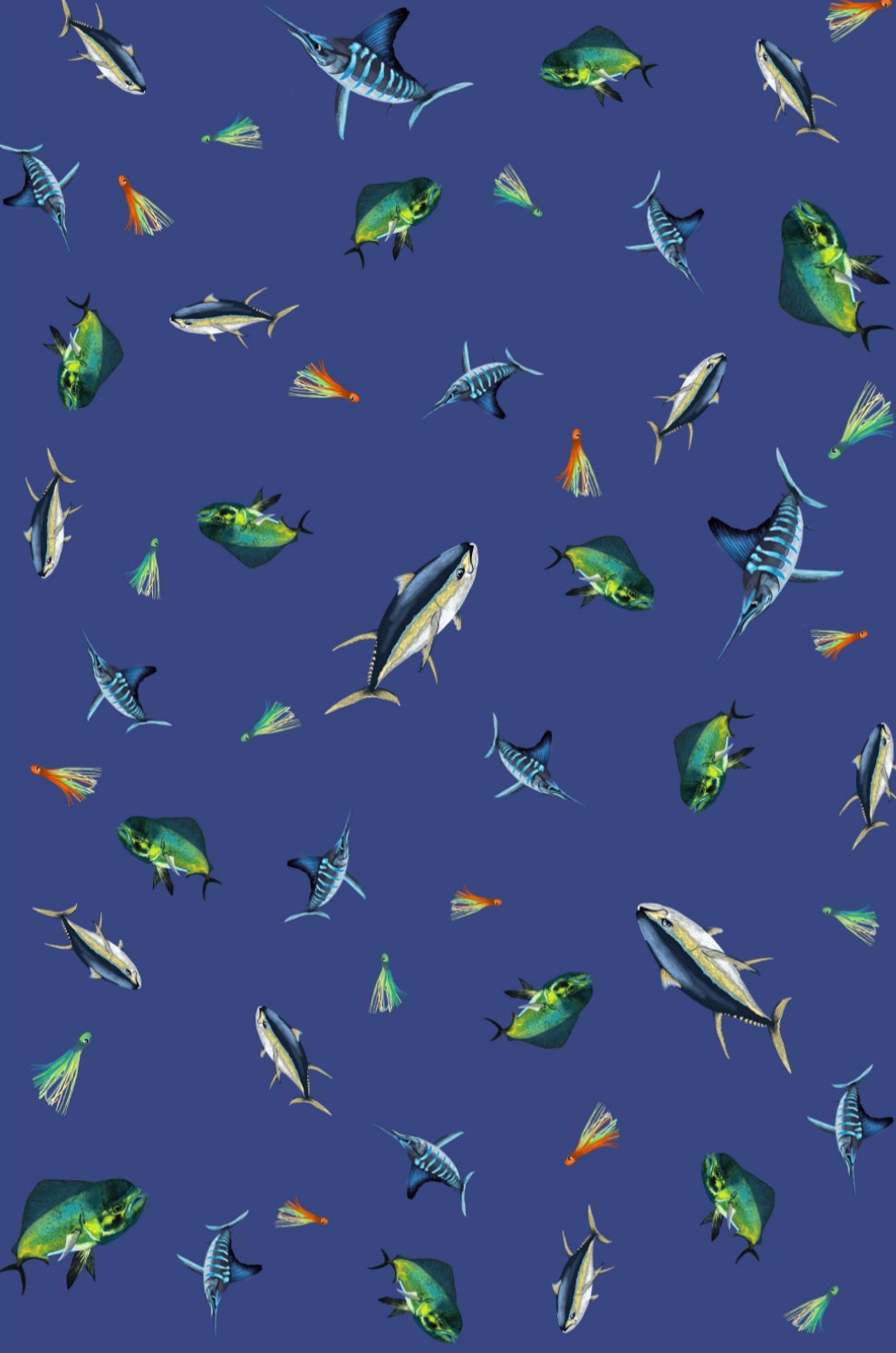 Big Game Fishing NZ Multi Print Tea Towel - Deep Sea Blue