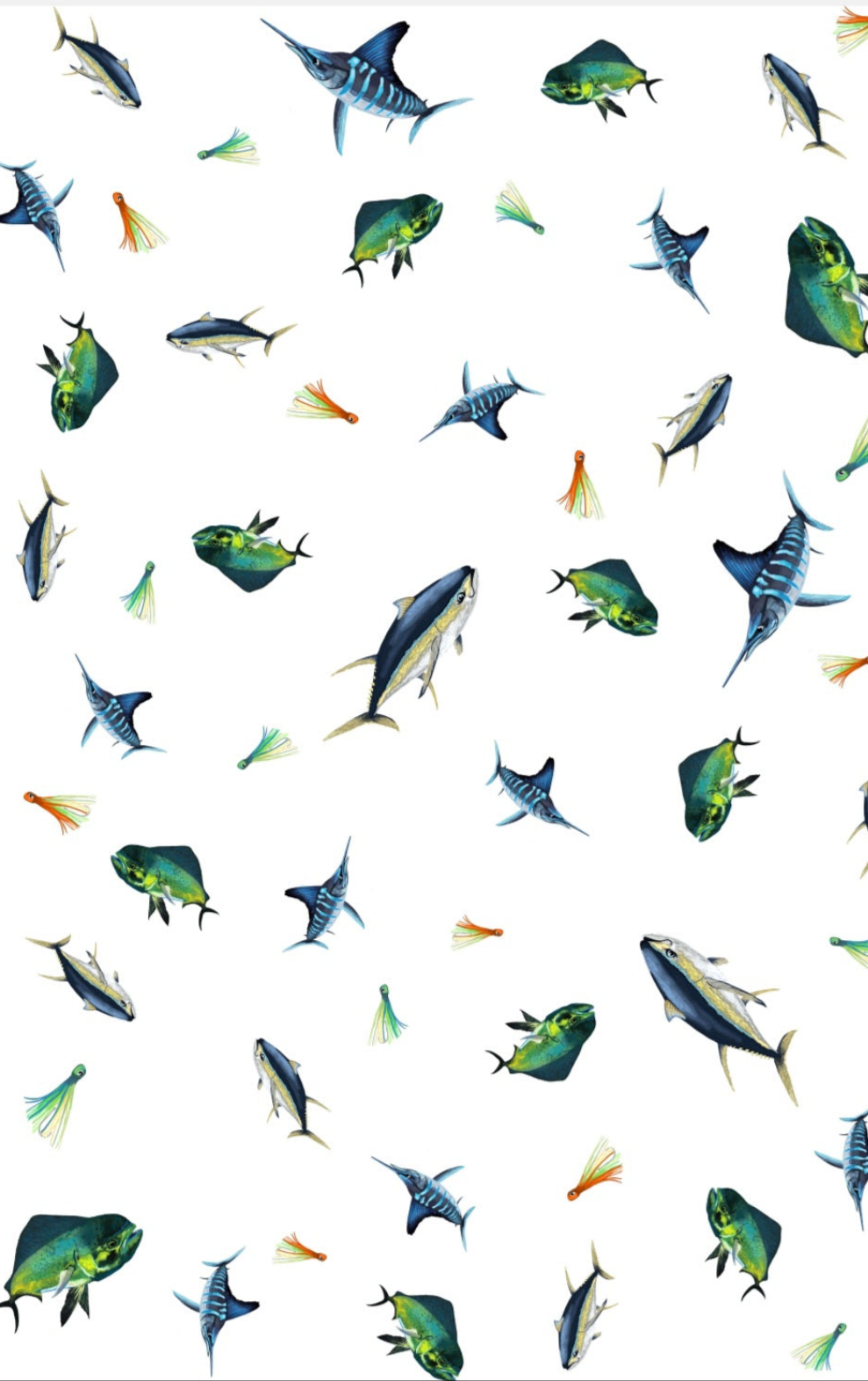 Big Game Fishing NZ Multi Print Tea Towel - White