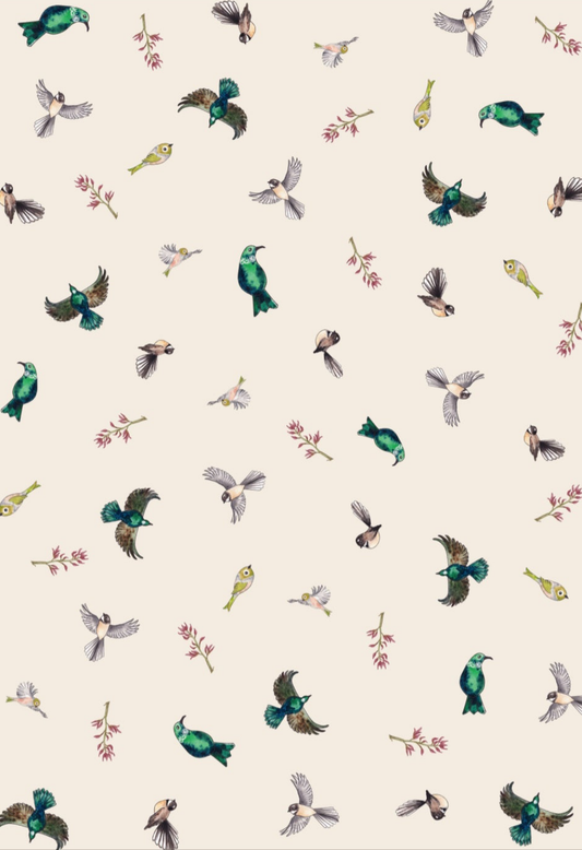 Native Birds NZ Tea Towel - Cream