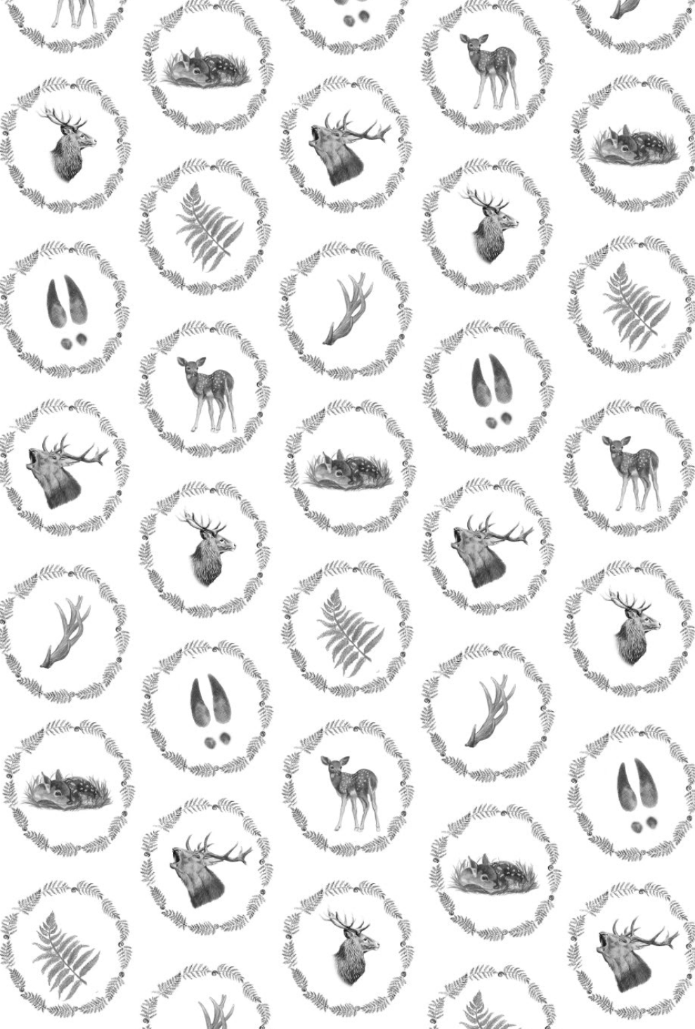 Red Deer Ferns NZ Tea Towel - White