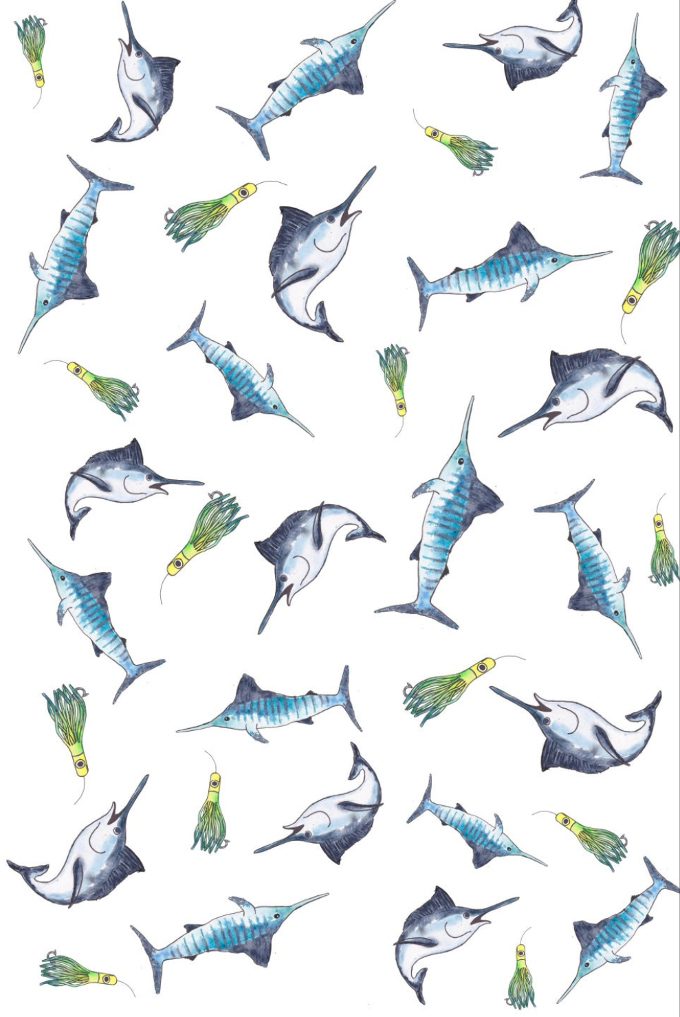 Marlin Multi Print NZ Tea Towel - White
