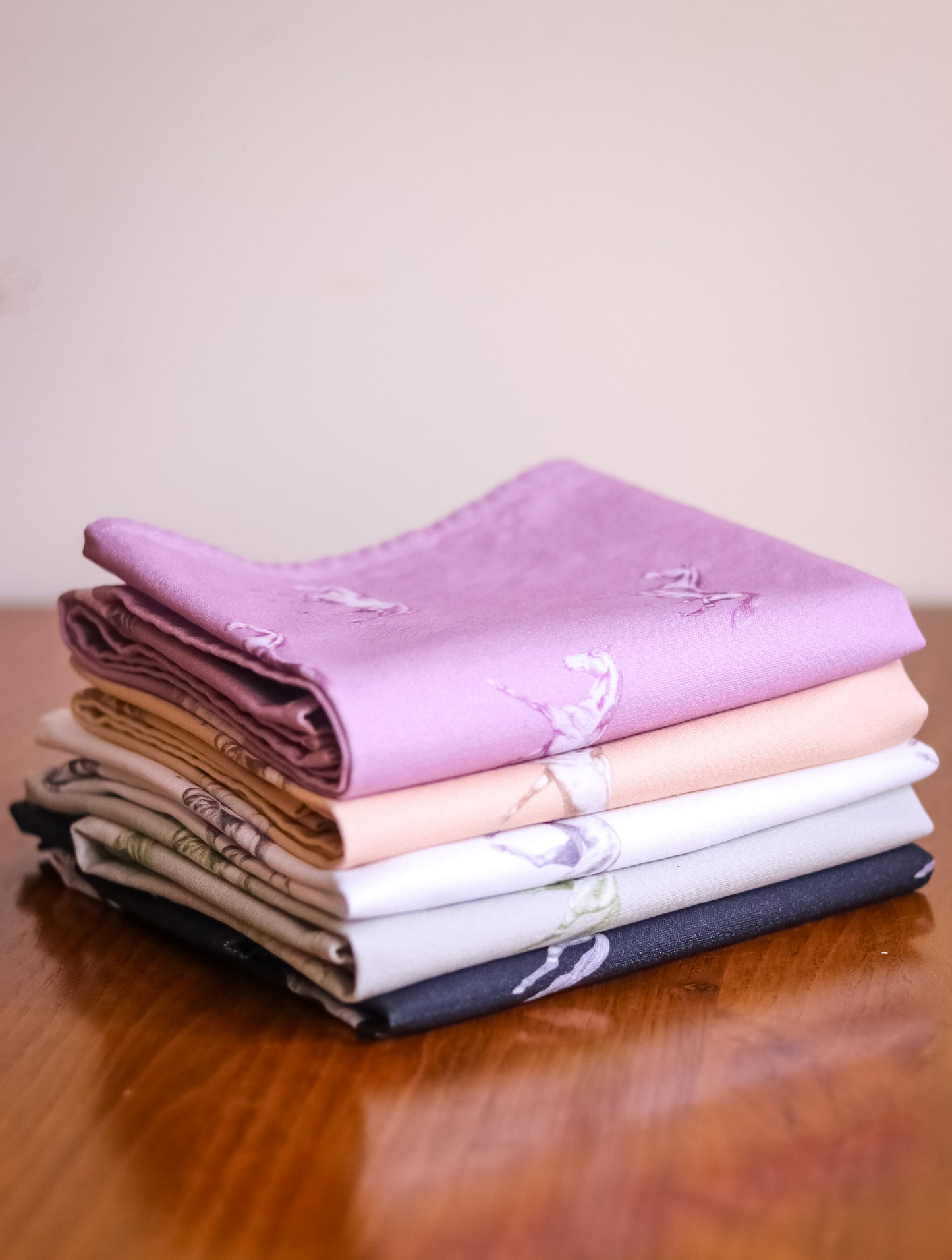 Vintage Horses Multi NZ Tea Towel - Mauve
