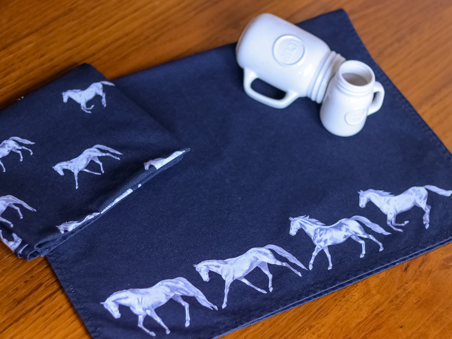 Vintage Horses Paces NZ Tea Towel - Black