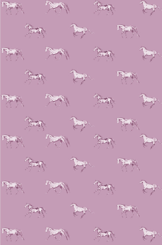 Vintage Horses Multi NZ Tea Towel - Mauve