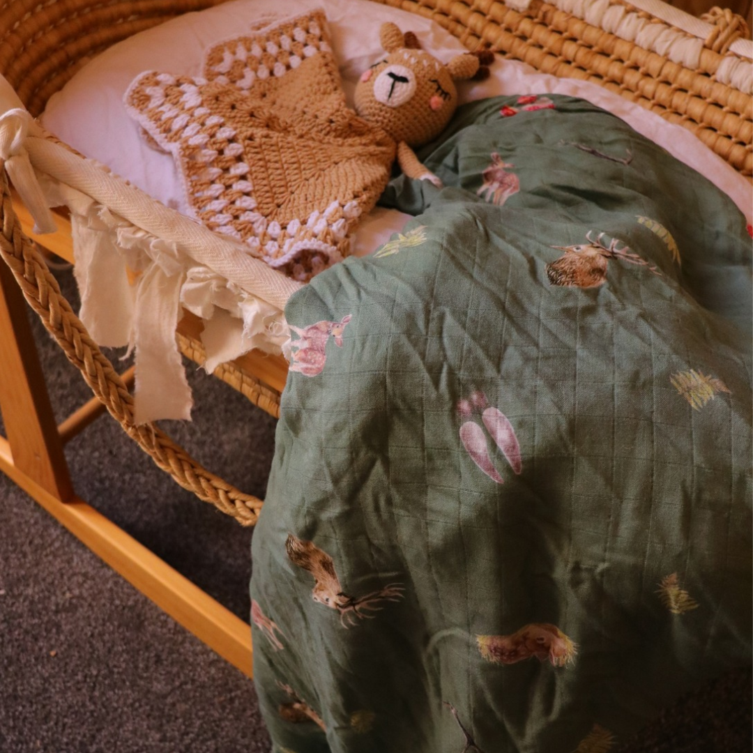 Whimsical - Bamboo Muslin Wrap - Forest Green