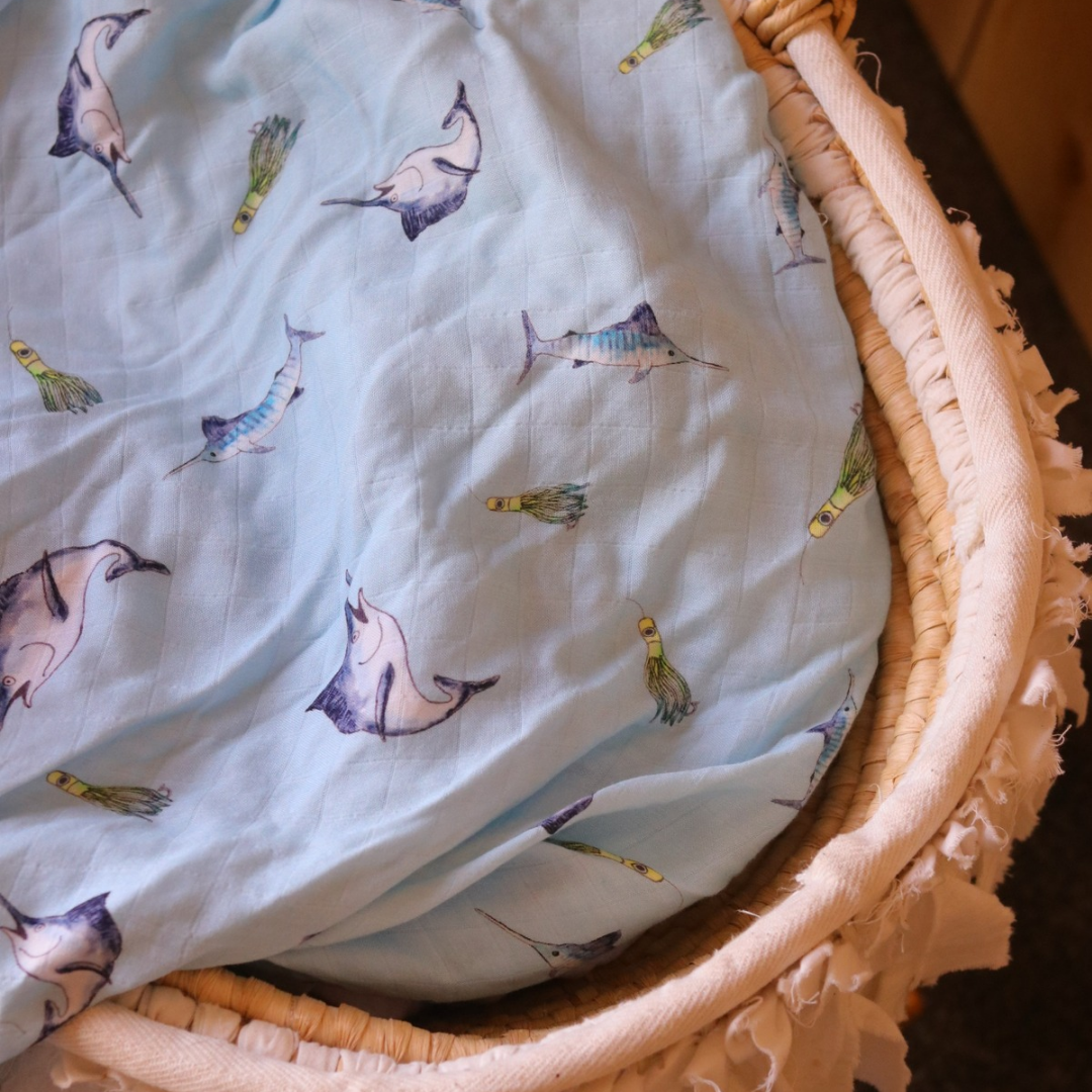 Marlin - Bamboo Muslin Wrap - Blue