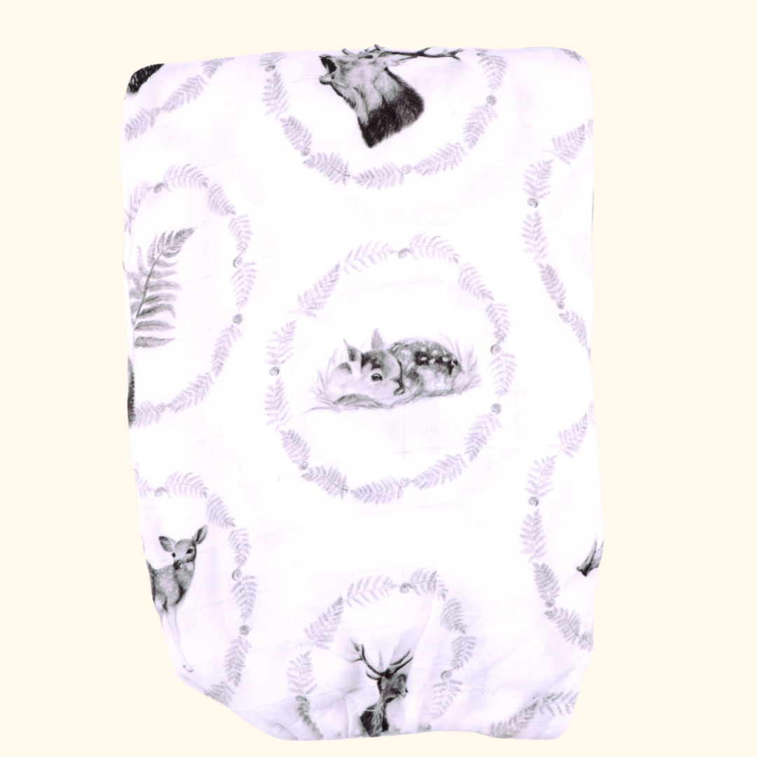 Whimsical Ferns - Bamboo Muslin Wrap - B&W