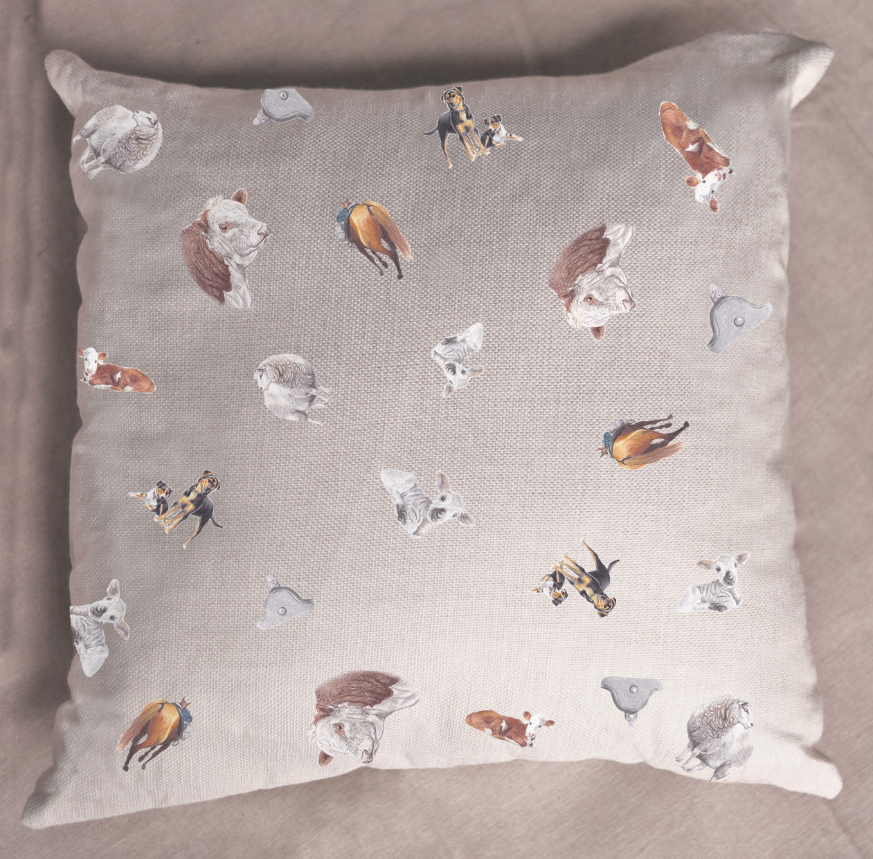 Linen Sheep & Beef multi Cushion