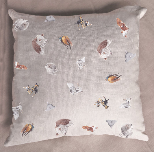 Linen Sheep & Beef multi Cushion