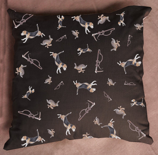 Linen Tally-Ho Cushion - Black