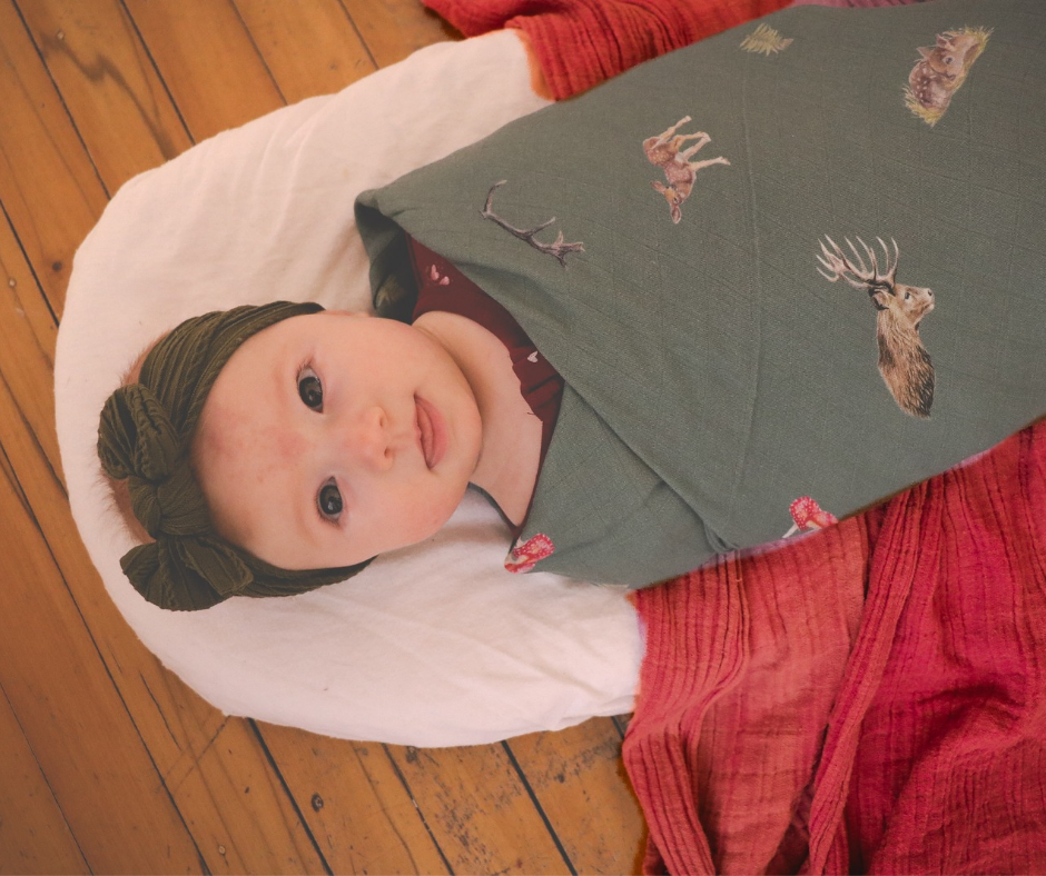 Whimsical - Bamboo Muslin Wrap - Forest Green