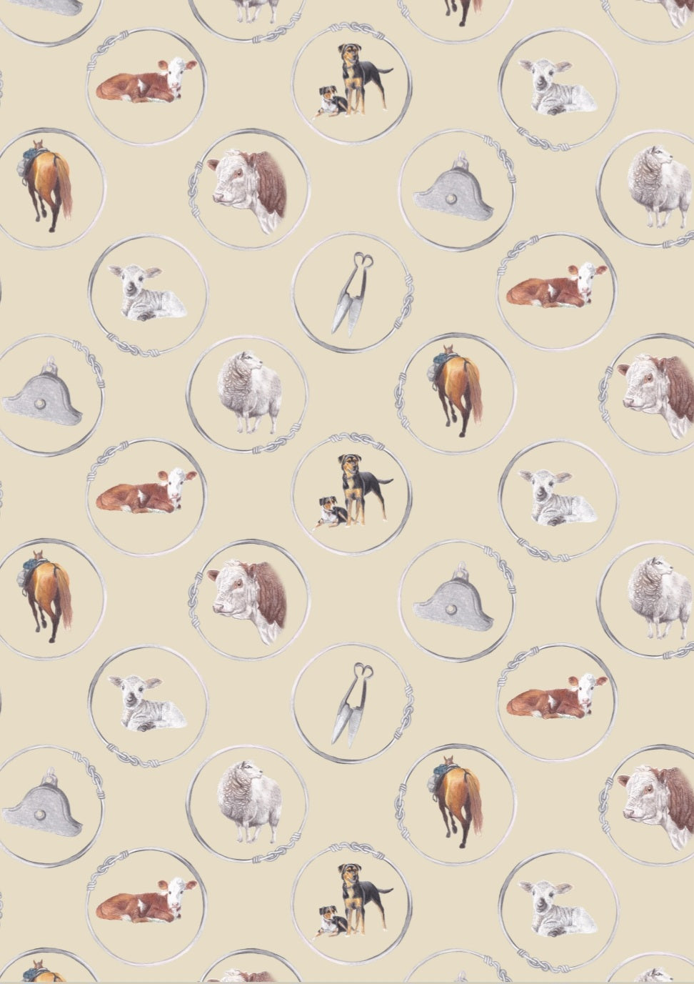 Sheep and Beef No8 Wire NZ Tea Towel - Cream