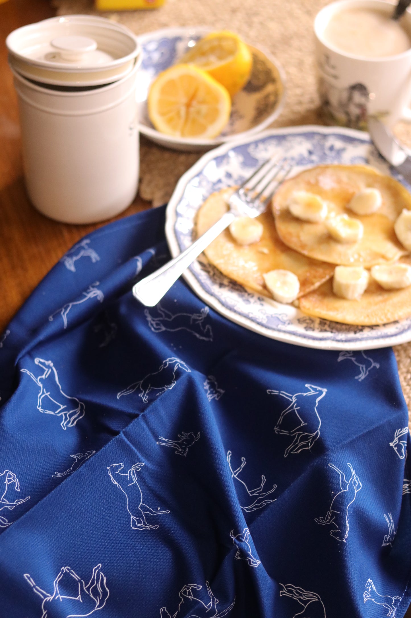 Stencil Horses NZ Tea Towel - Navy