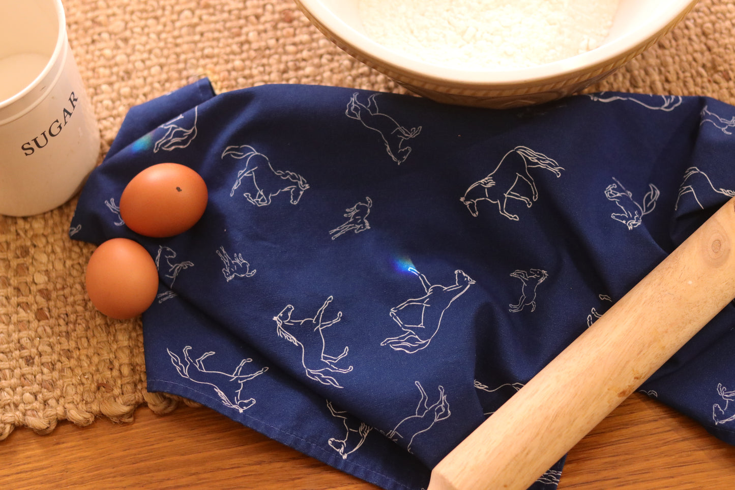Stencil Horses NZ Tea Towel - Navy