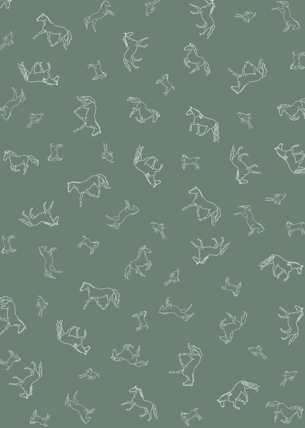 Stencil Horses NZ Tea Towel - Sage