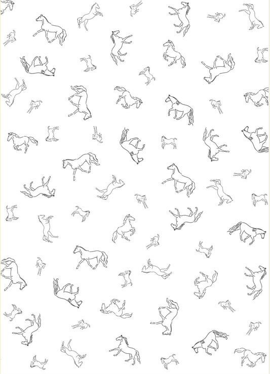 Stencil Horses NZ Tea Towel - White