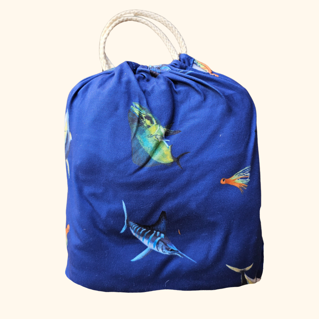 Big Game Fishing - Bamboo Fitted Cot Sheet - Deep Blue