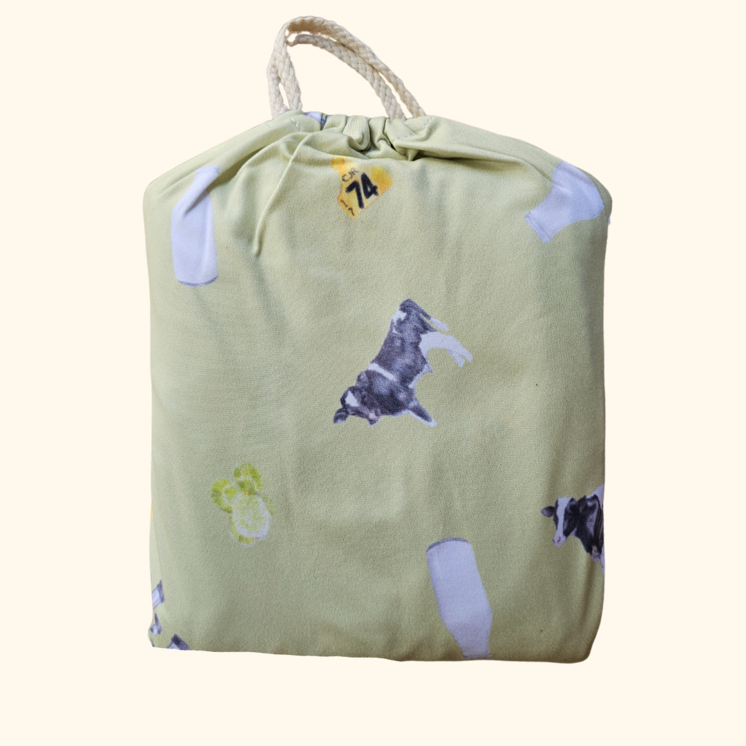 Friesian Cow - Bamboo Fitted Cot Sheet - Grass Green