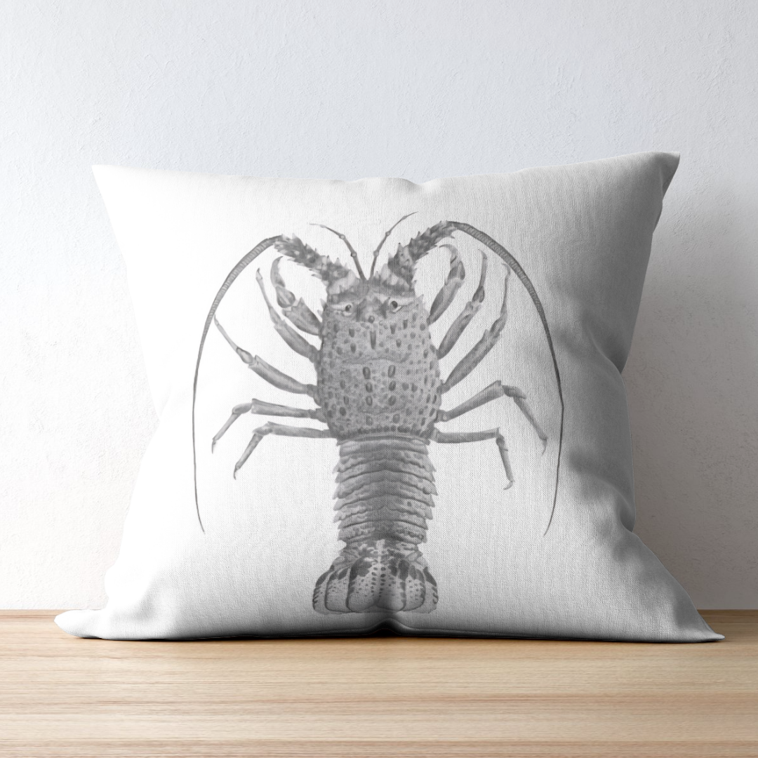 Crayfish B&W - White- Cushion Cover