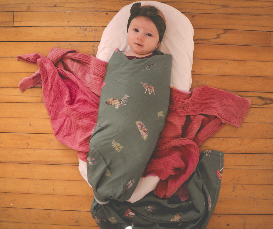Whimsical - Bamboo Muslin Wrap - Forest Green