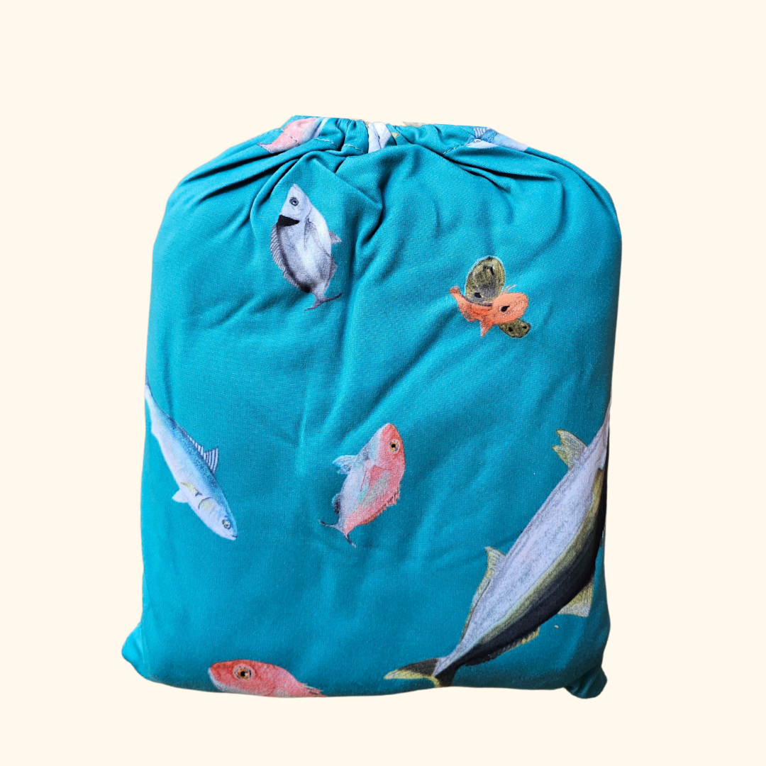 Fishing NZ - Bamboo Fitted Cot Sheet - Sea Green