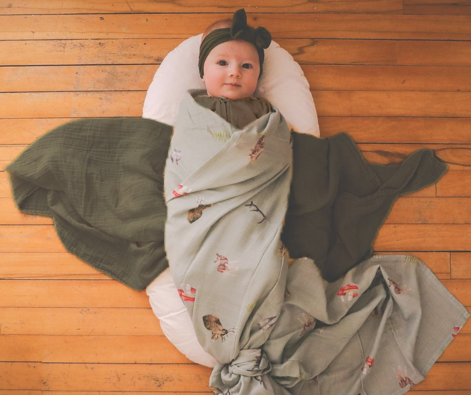 Whimsical - Bamboo Muslin Wrap - Sage