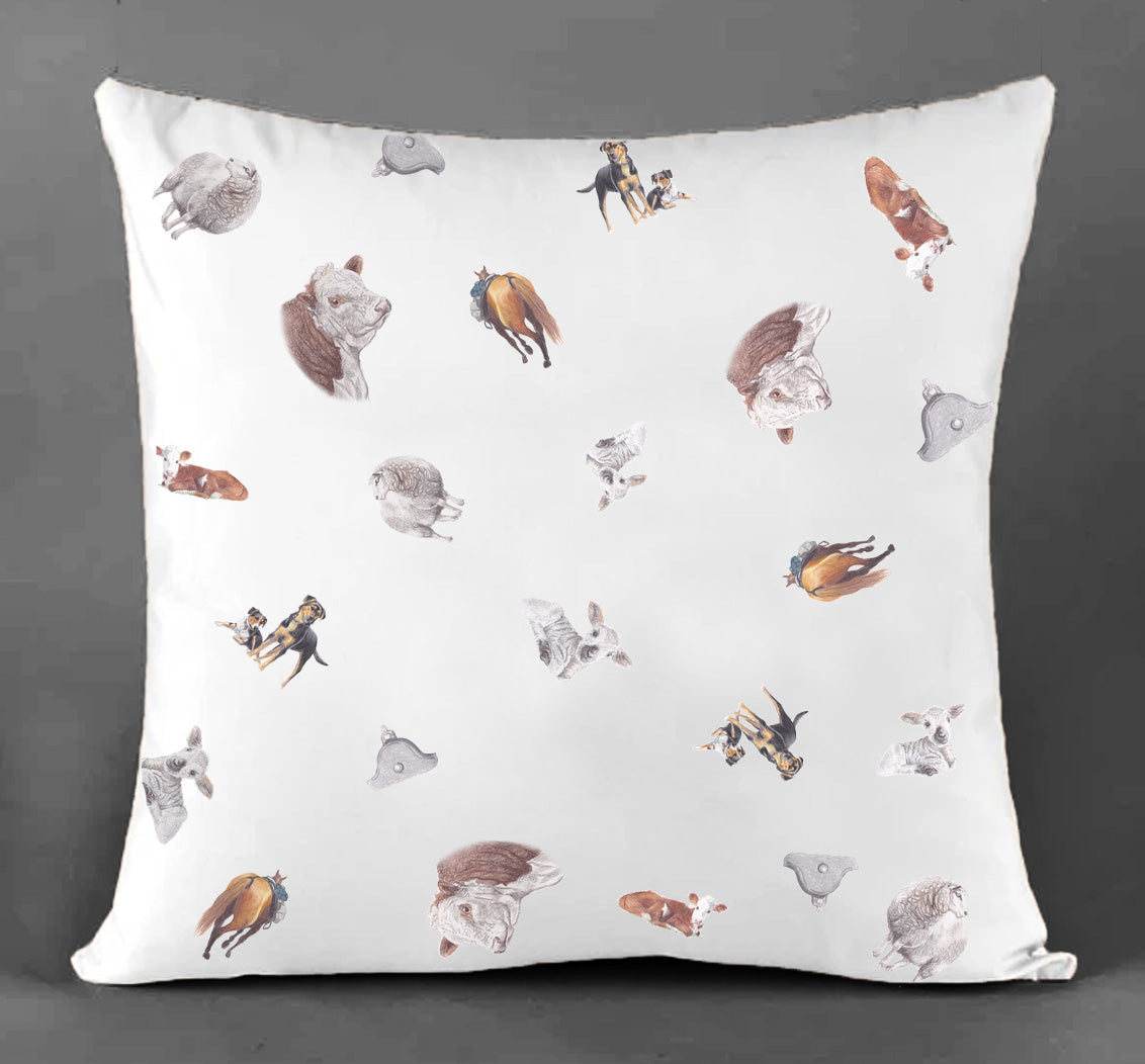 Sheep & Beef Multi Canvas Cushion