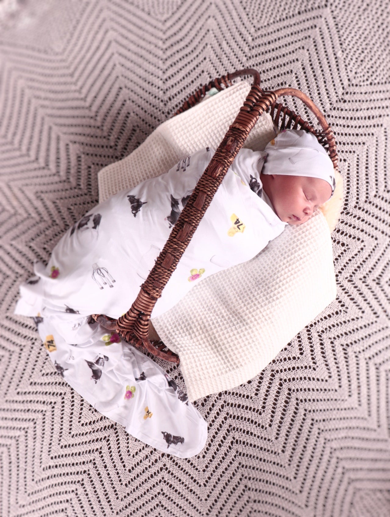 Friesian Cow Multi Stretchy Bamboo Jersey Wrap + Beanie