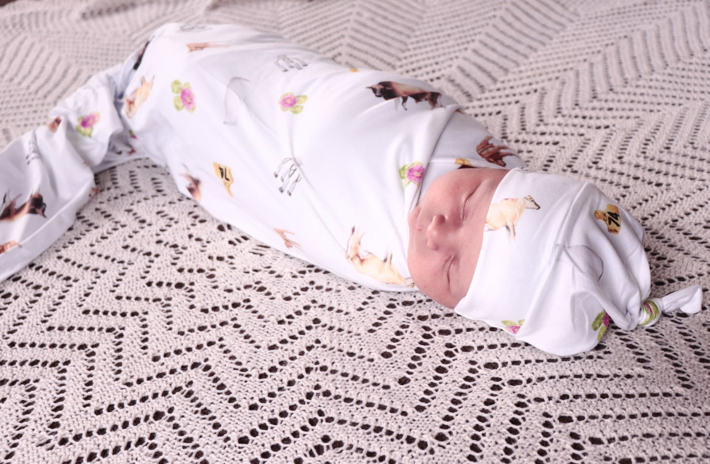 Jersey Cow Multi Stretchy Bamboo Jersey Wrap + Beanie