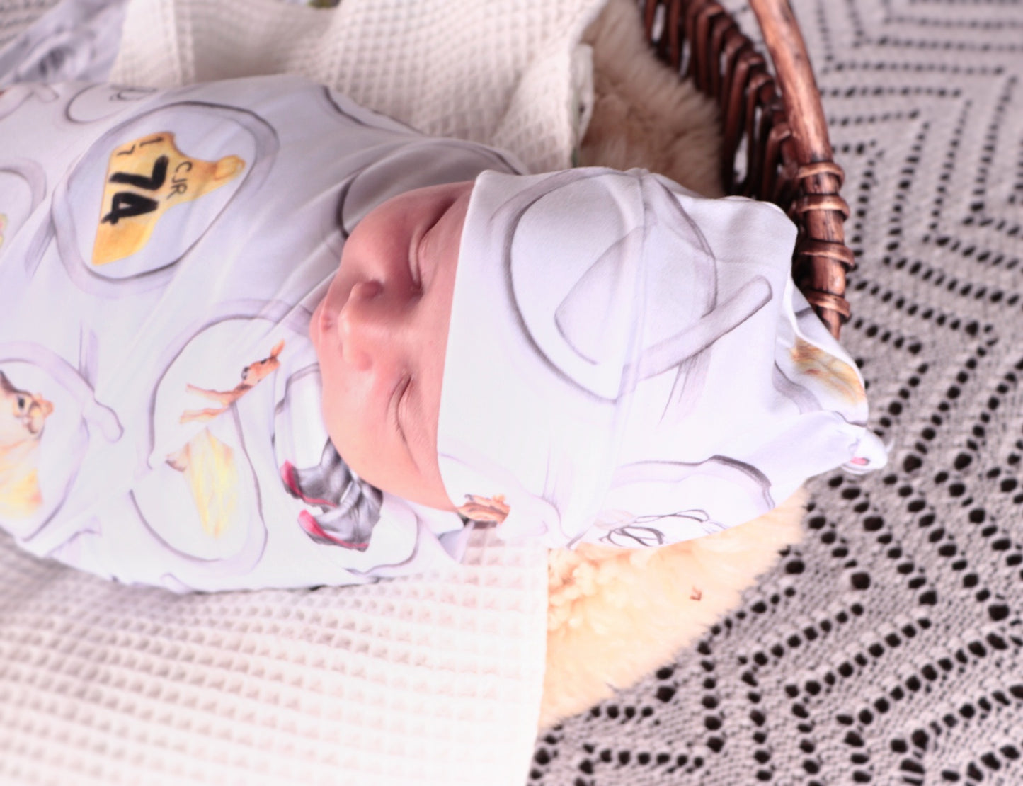 Jersey Cow Stretchy Bamboo Jersey Wrap + Beanie