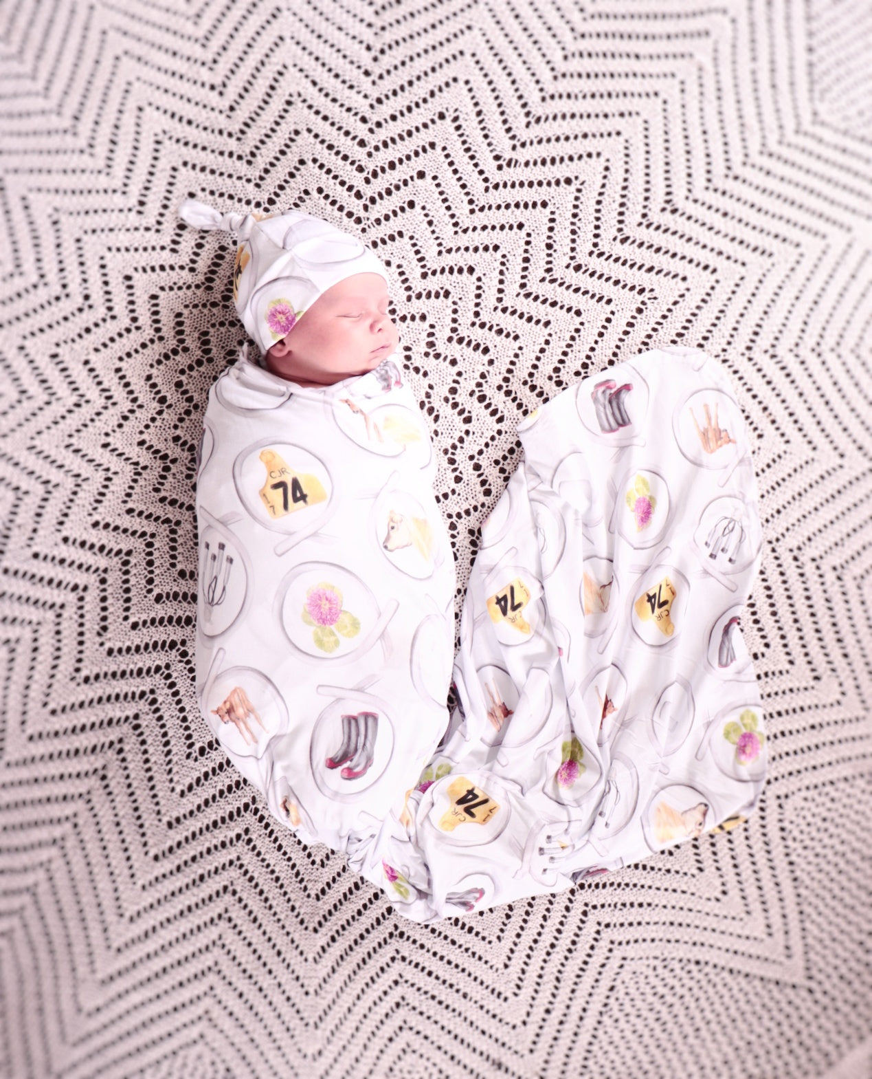 Jersey Cow Stretchy Bamboo Jersey Wrap + Beanie