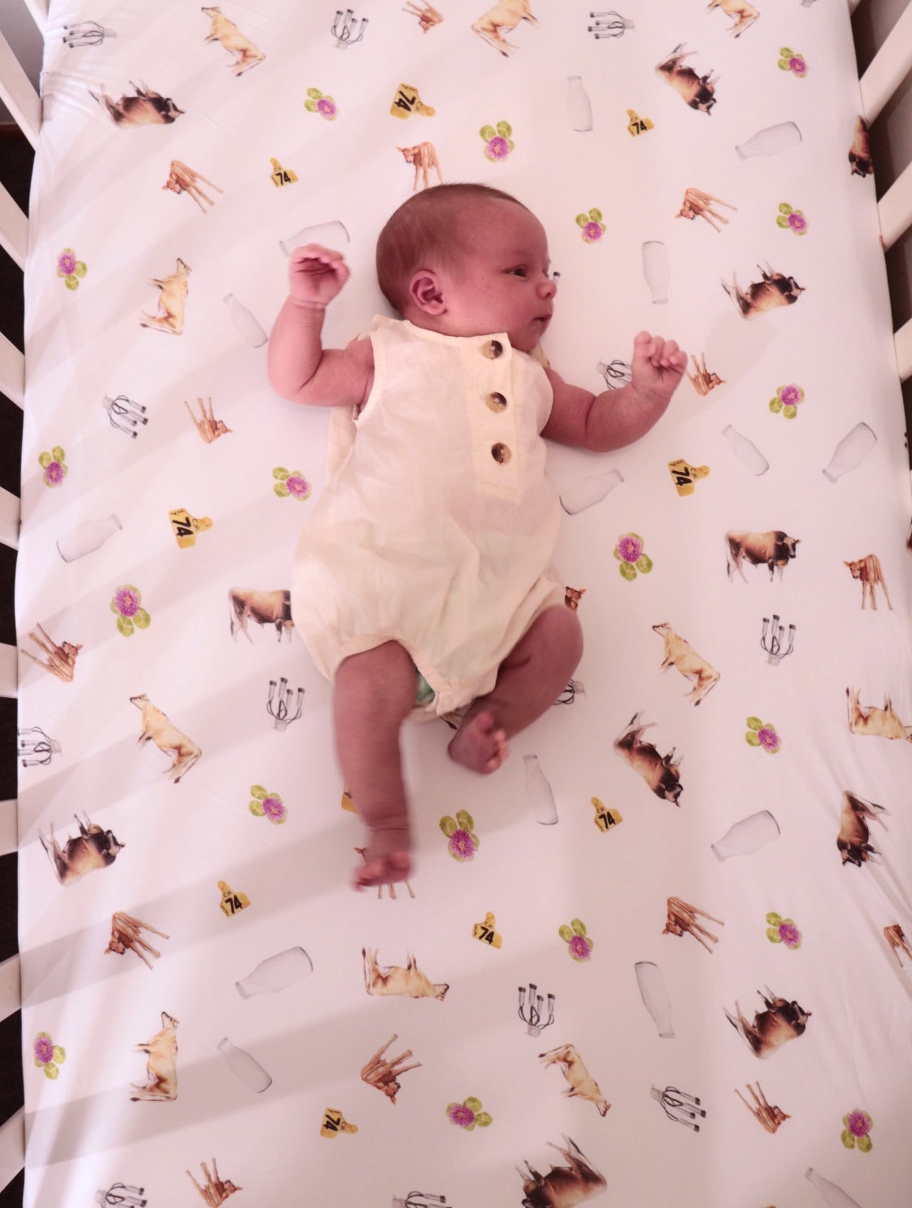 Jersey Cow - Bamboo Fitted Cot Sheet - White