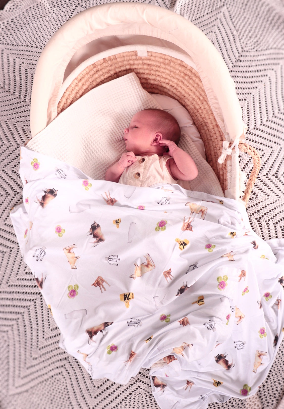 Jersey Cow Multi Stretchy Bamboo Jersey Wrap + Beanie
