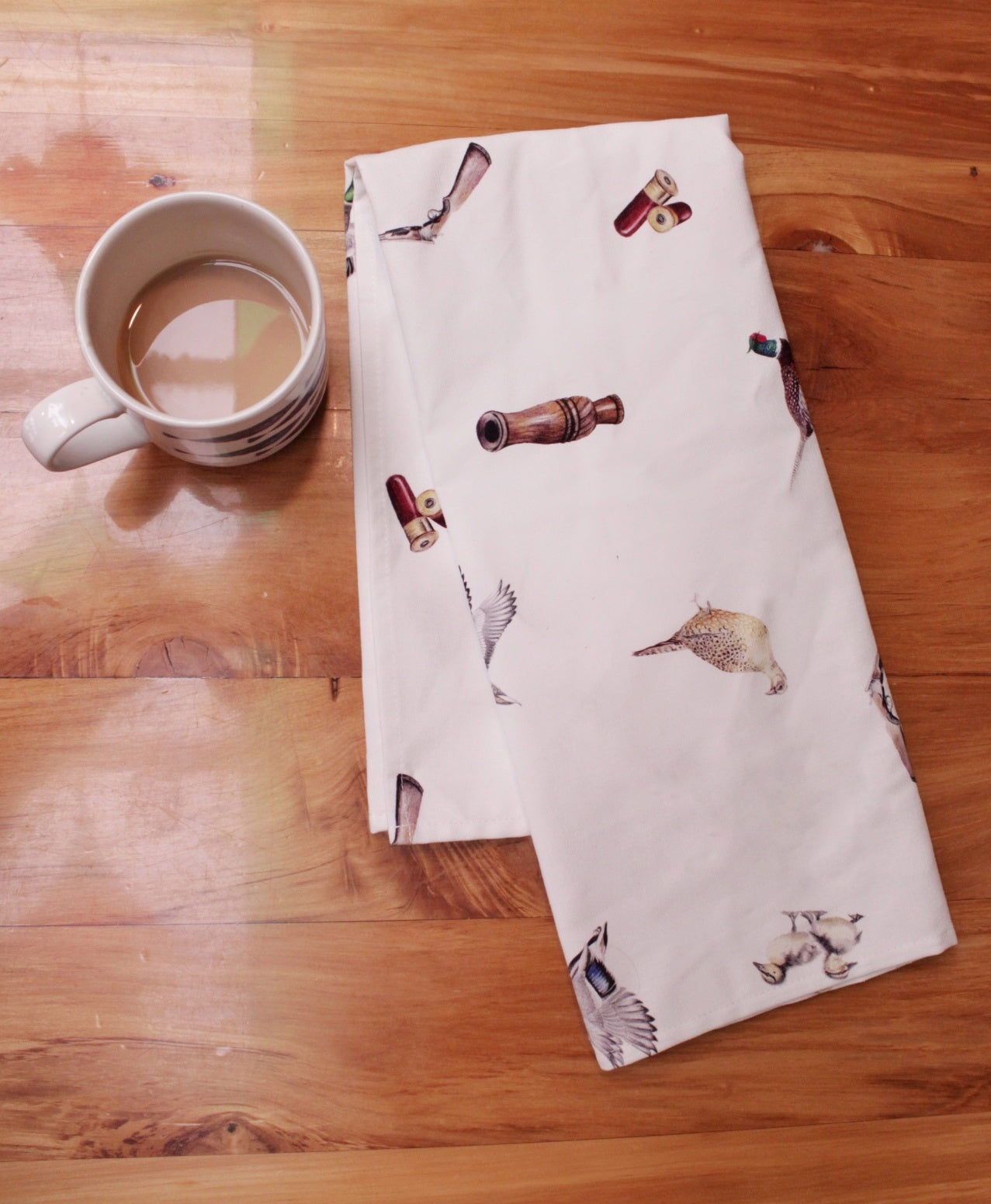 Duck Shooting Multi NZ Tea Towel - White
