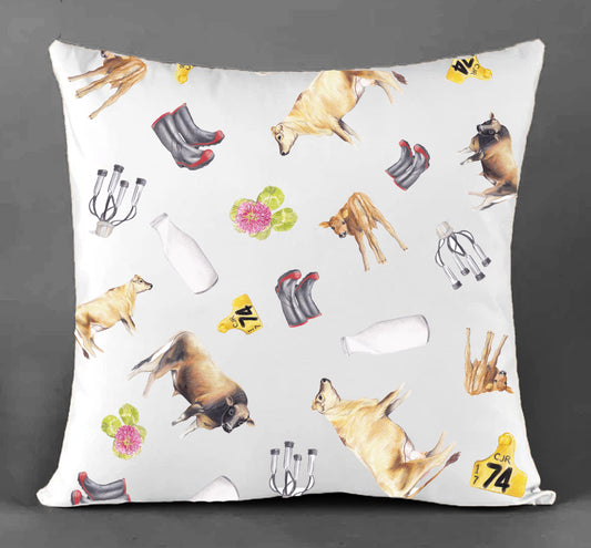 Jersey Cow Multi Cotton Canvas Cushion