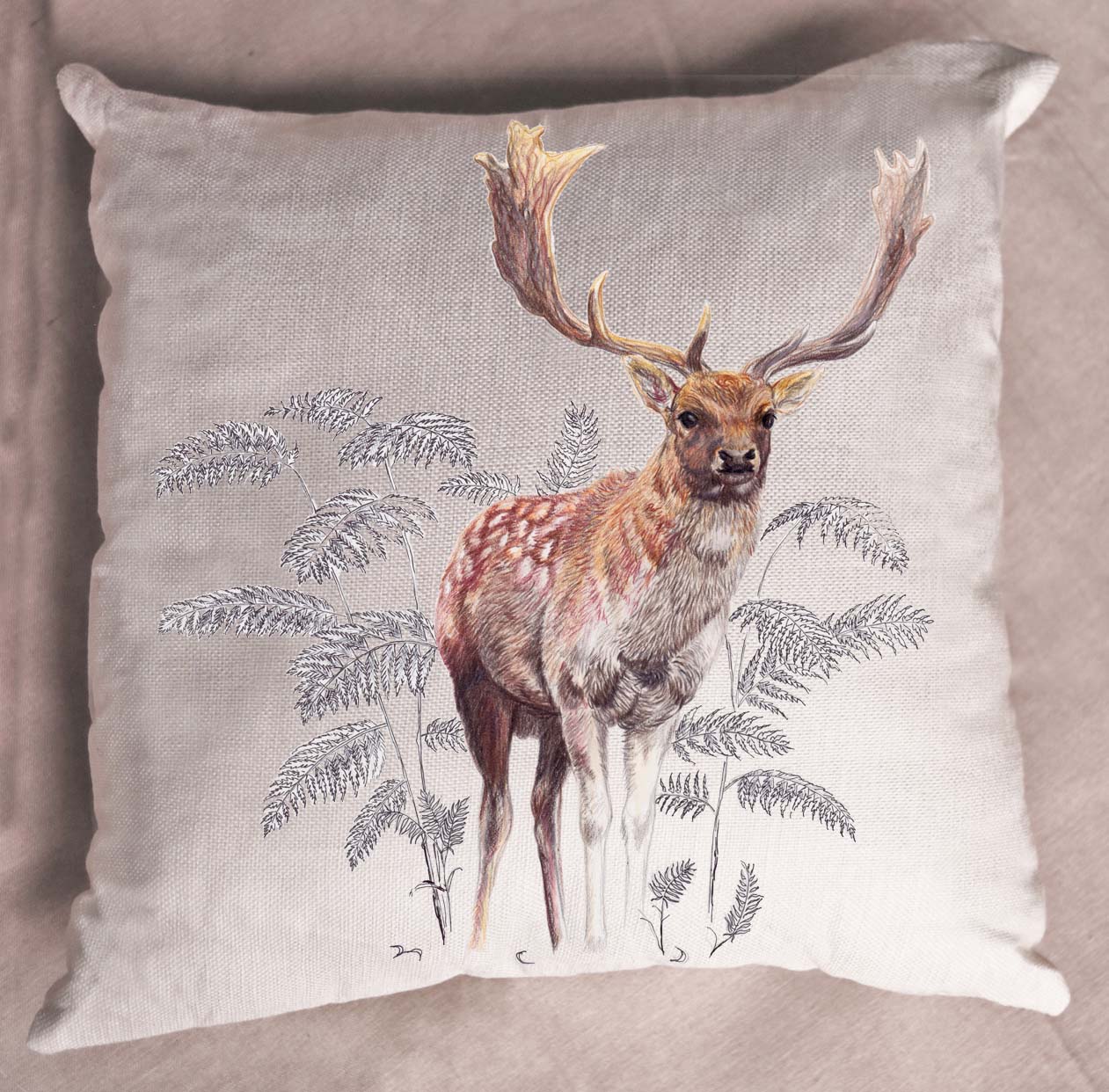Linen Fallow Buck Cushion