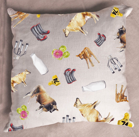 Linen Jersey Cow Multi Cushion