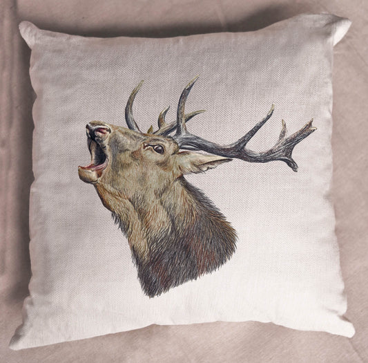 Linen Roaring Stag Cushion